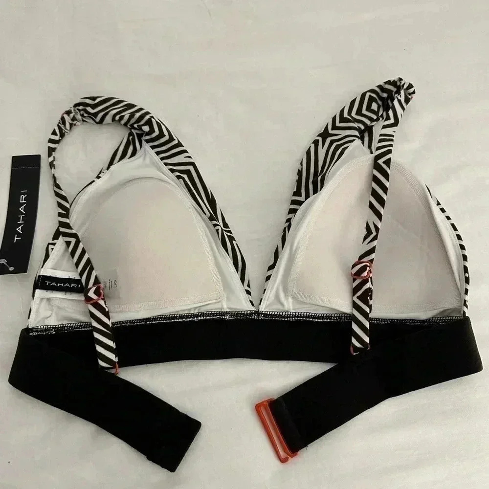Tahari Brown Geometric Print Bikini Top Size L/G - Picture 5 of 6